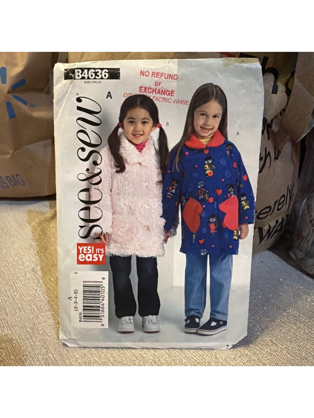 Butterick B4636 Girls Coats sewing pattern Size 2-5 New Envelope Damage